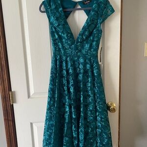Elegant Teal Lace Dress by Lulu's